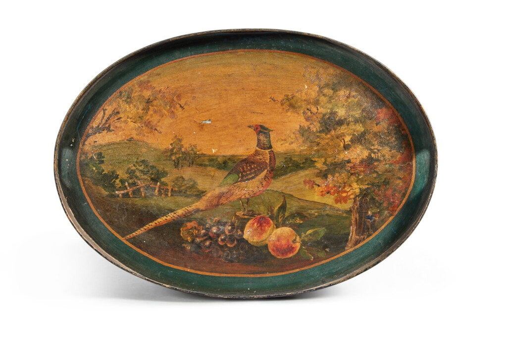 View full screen - View 1 of Lot 51. A Victorian Tôle Peinte Oval Tray, Second Quarter 19th Century.