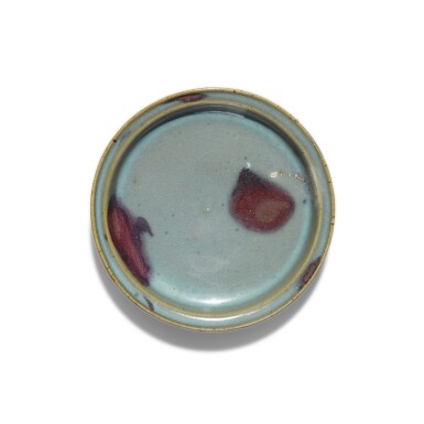 View full screen - View 1 of Lot 195. A purple-splashed 'Jun' dish, Jin / Yuan dynasty | 金 / 元 鈞窰天藍釉紫斑折沿盤.