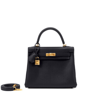View full screen - View 1 of Lot 476. Noir Togo Kelly 25 Retourné Gold Hardware, 2022.