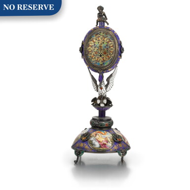 View full screen - View 1 of Lot 235. A SILVER AND ENAMEL TIMEPIECE, VIENNA, CIRCA 1900.