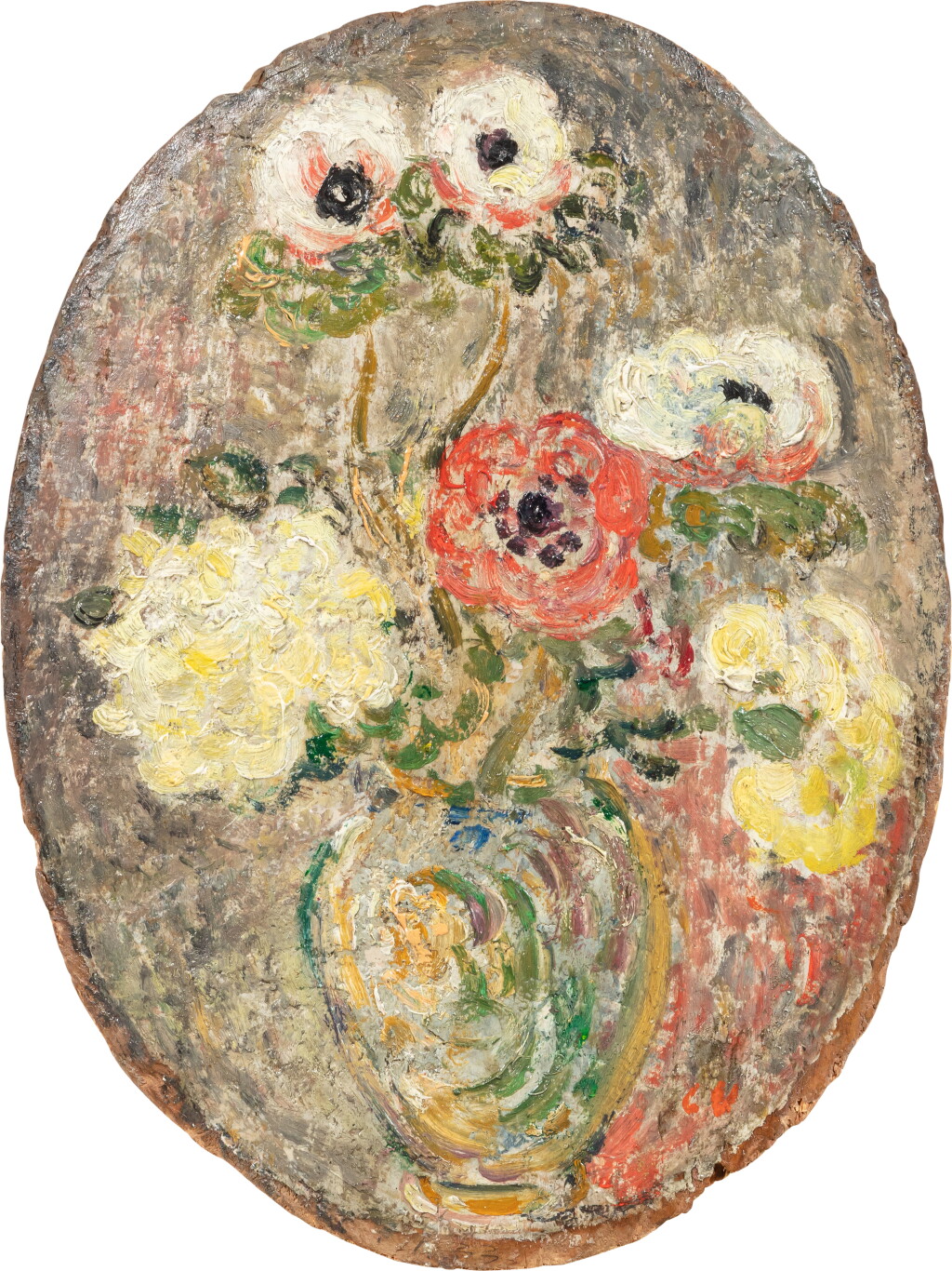 View full screen - View 1 of Lot 176. Bouquet d'anémones et œillets.