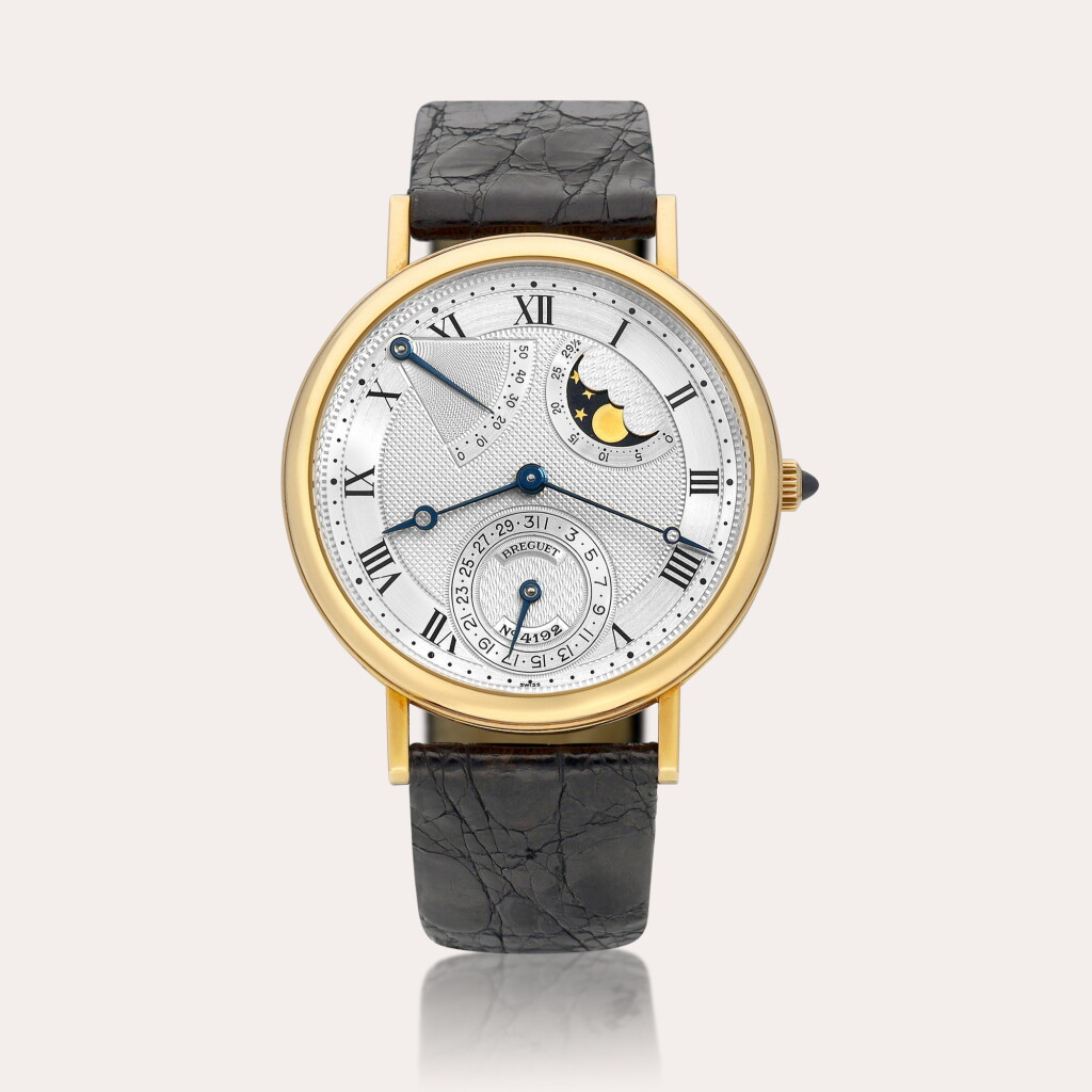 View full screen - View 1 of Lot 2113. Reference 3137 A yellow gold wristwatch with date, moon phases and power reserve indication, Circa 1998 | 寶璣 | 型號3137 | 黃金腕錶,備日期、月相及動力儲備顯示,約1998年製.