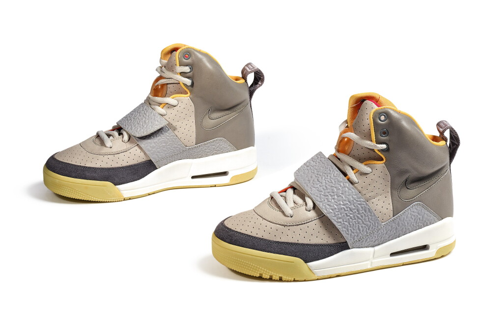 View full screen - View 1 of Lot 1. Kanye West and Mark Smith Designed Nike Air Yeezy, Zen Grey/Neon, Prototype/Sample, Size 9.