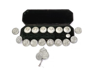 View full screen - View 1 of Lot 118. A GROUP OF SILVER HUNTING BUTTONS, ENGLISH, CIRCA 1780 TO 1798 AND CIRCA.