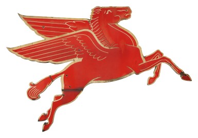 View full screen - View 1 of Lot 1123. MOBIL PEGASUS (RIGHT-FACING) “COOKIE CUTTER” PORCELAIN SIGN.
