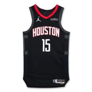 View full screen - View 1 of Lot 34. Reed Sheppard Houston Rockets 2024-2025 Emirates NBA Cup Worn Statement Edition Jersey .