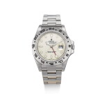 ROLEX | EXPLORER II, REFERENCE 16550, A STAINLESS STEEL DUAL TIME ZONE WRISTWATCH WITH DATE, CREAM RAIL DIAL AND BRACELET, CIRCA 1988
