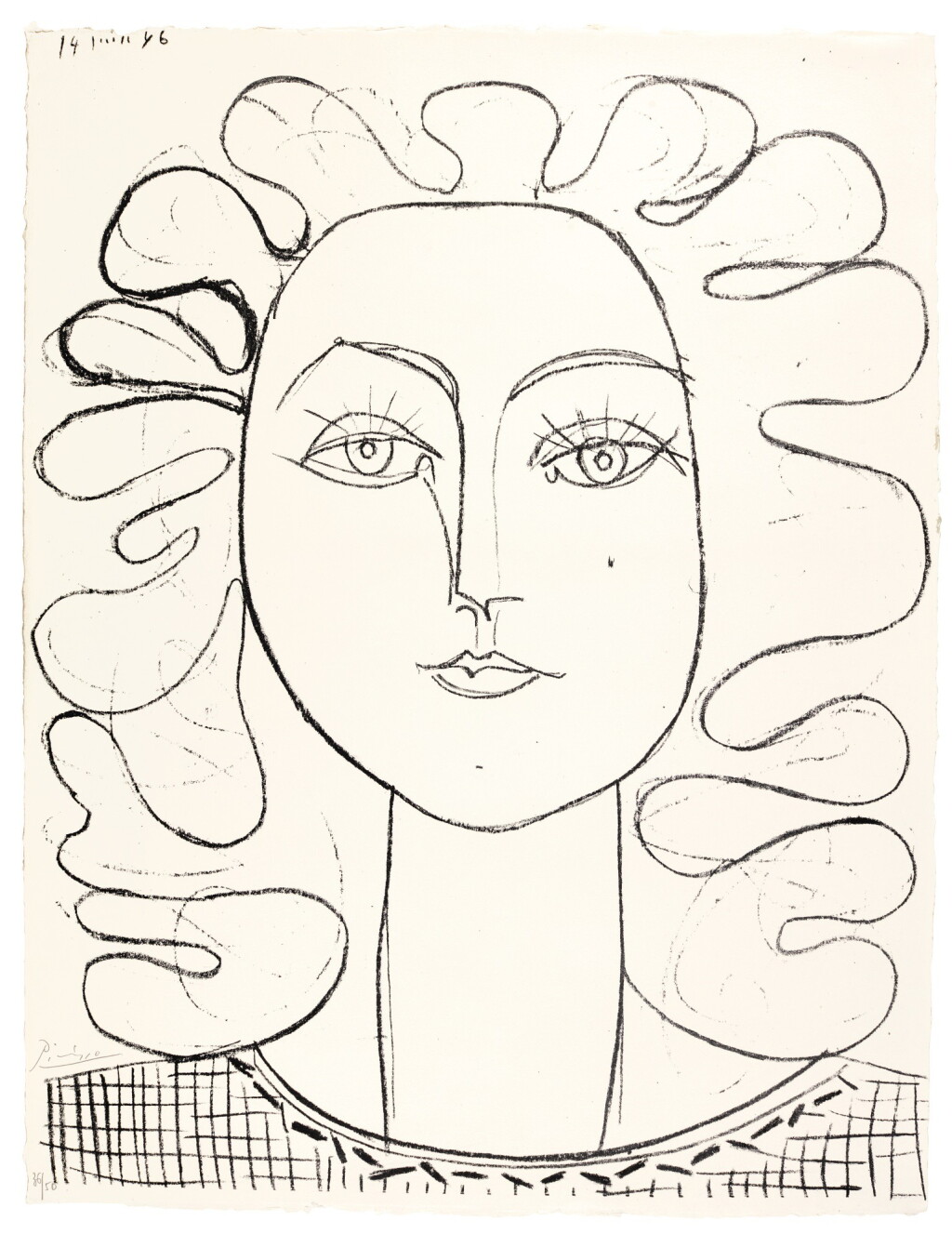 View full screen - View 1 of Lot 119. PABLO PICASSO | FRANÇOISE AUX CHEVEUX ONDULÉS (B. 403; MOURLOT 47).
