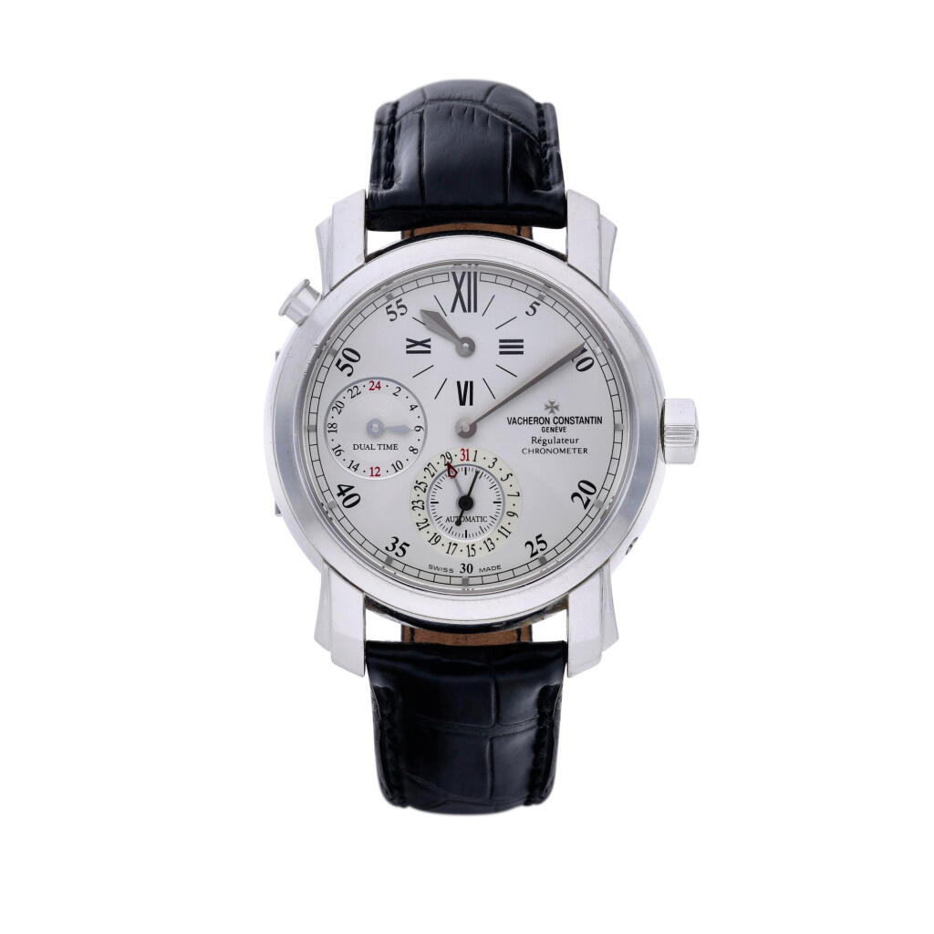 View full screen - View 1 of Lot 149. Reference 42005 Malte Regulateur, A white gold automatic dual time wristwatch with date and regulator dial, Circa 2005.