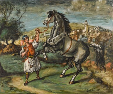 View full screen - View 1 of Lot 239. Cavallo con palafreniere orientale (Horse with Asian Groom).