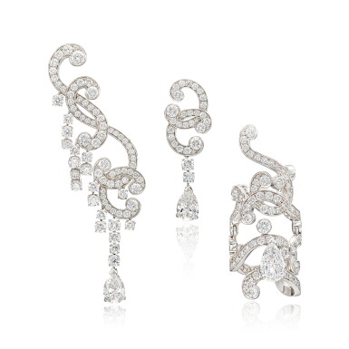 View full screen - View 1 of Lot 1634. PIAGET | DIAMOND ‘LIMELIGHT SUNLIGHT’ DEMI-PARURE | 伯爵 | 鑽石 耳環 配 戒指 ‘LIMELIGHT SUNLIGHT’ 套裝.
