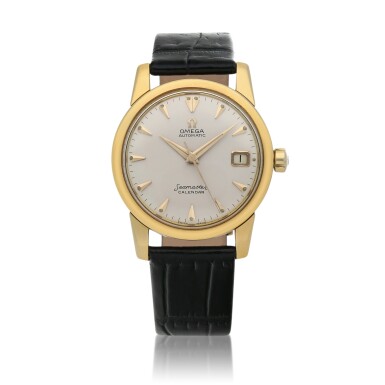 View full screen - View 1 of Lot 130. Seamaster Calendar, Ref. 2849 S-1 Yellow gold wristwatch with date Circa 1959.