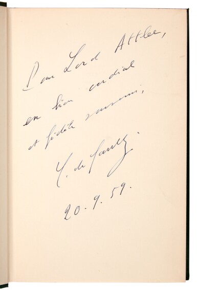 View full screen - View 1 of Lot 315. Charles De Gaulle | War Memoirs, London, 1955-1959, 4 vols, Inscribed to Clement Attlee.
