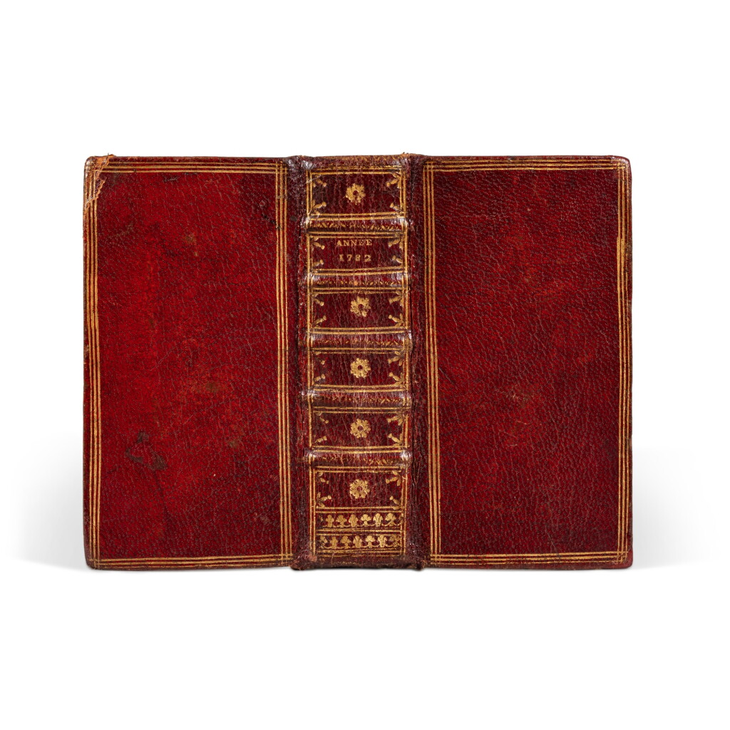 View full screen - View 1 of Lot 60. Les Spectacles de Paris. 4 almanachs pour l'année 1782, en un vol. Charmante reliure en maroquin rouge ép..