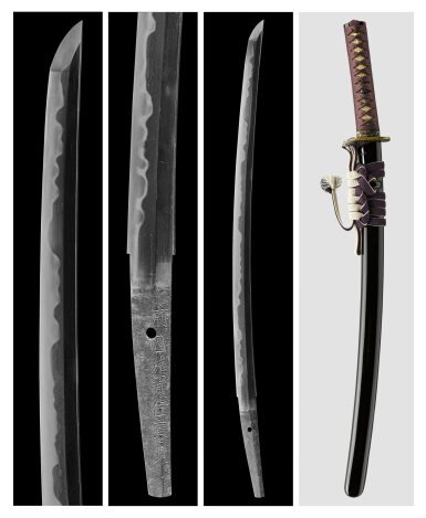 View full screen - View 1 of Lot 59. A Hizen wakizashi | Signed Hizen no kuni Saga ju Hirosada (Hirosada, a resident of Saga in Hizen Province) | Edo period, 17th century.