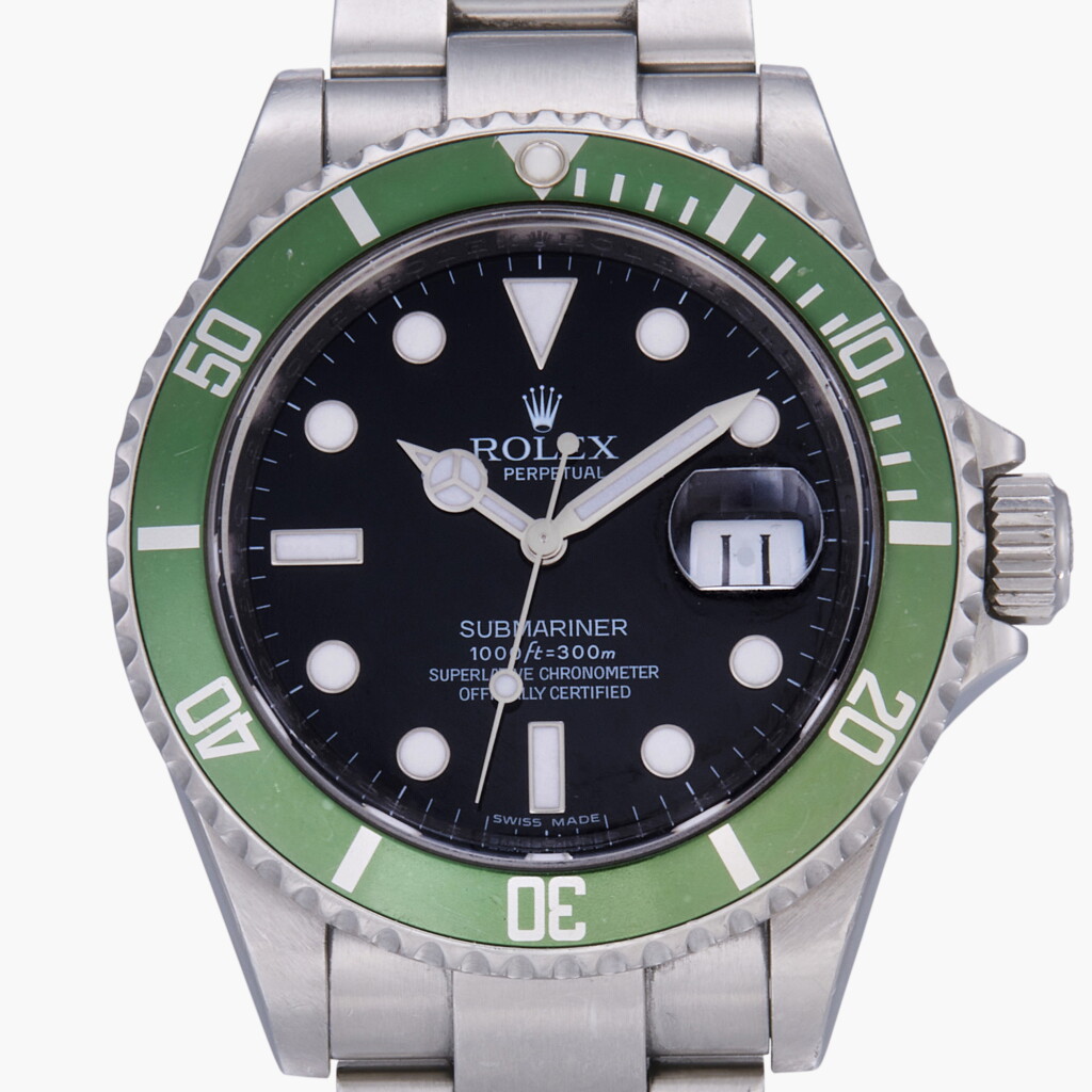 View full screen - View 1 of Lot 306. Submariner 'Kermit', Reference 16610LV | A stainless steel wristwatch with date and bracelet | Circa 2008.