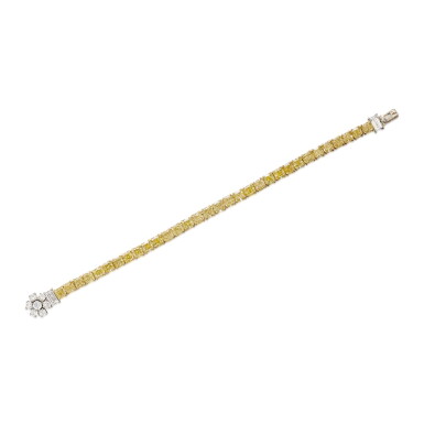 View full screen - View 1 of Lot 350. Colored Diamond and Diamond Bracelet, France.