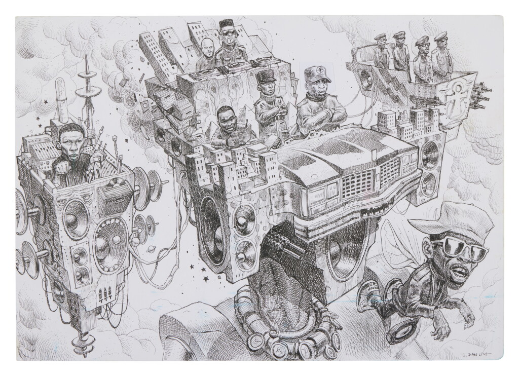 View full screen - View 1 of Lot 41. "Public Enemy" original illustration by Dan Lish, 2016.