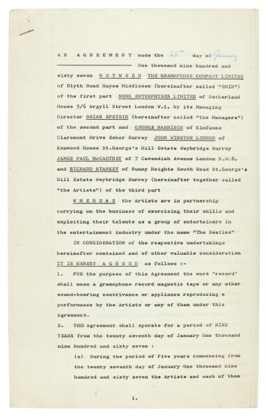 View full screen - View 1 of Lot 36. The Beatles | A cache of papers relating to the finances of the Beatles, Nems, and associated companies, c.1965-70.