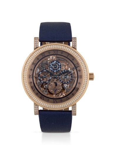 View full screen - View 1 of Lot 15. ALEXIS GARIN | UNIQUE PINK GOLD AND DIAMOND-SET PERPETUAL CALENDAR WRISTWATCH WITH LEAP-YEAR INDICATION AND MOON PHASES CIRCA 2016.