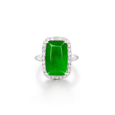 View full screen - View 1 of Lot 2738. Jadeite and Diamond Ring | 天然翡翠 配 鑽石 戒指.