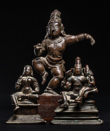 View full screen - View 1 of Lot 23. A group of seven bronze figures of deities, India, 14th - 17th century.