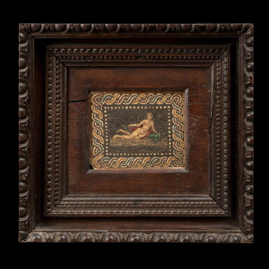 View full screen - View 1 of Lot 117. Italian, early 19th century | Mosaic with Venus on a Dolphin.