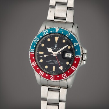 View full screen - View 1 of Lot 163. GMT-Master, Reference 1675 | A stainless steel dual time zone wristwatch with date and bracelet | Circa 1969.