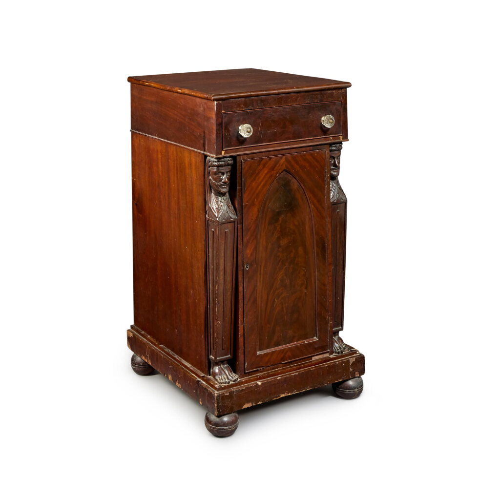 View full screen - View 1 of Lot 175. Classical Carved and Figured Mahogany Side Cupboard, Attributed to Joseph B. Barry (1757–1838), Circa 1815.