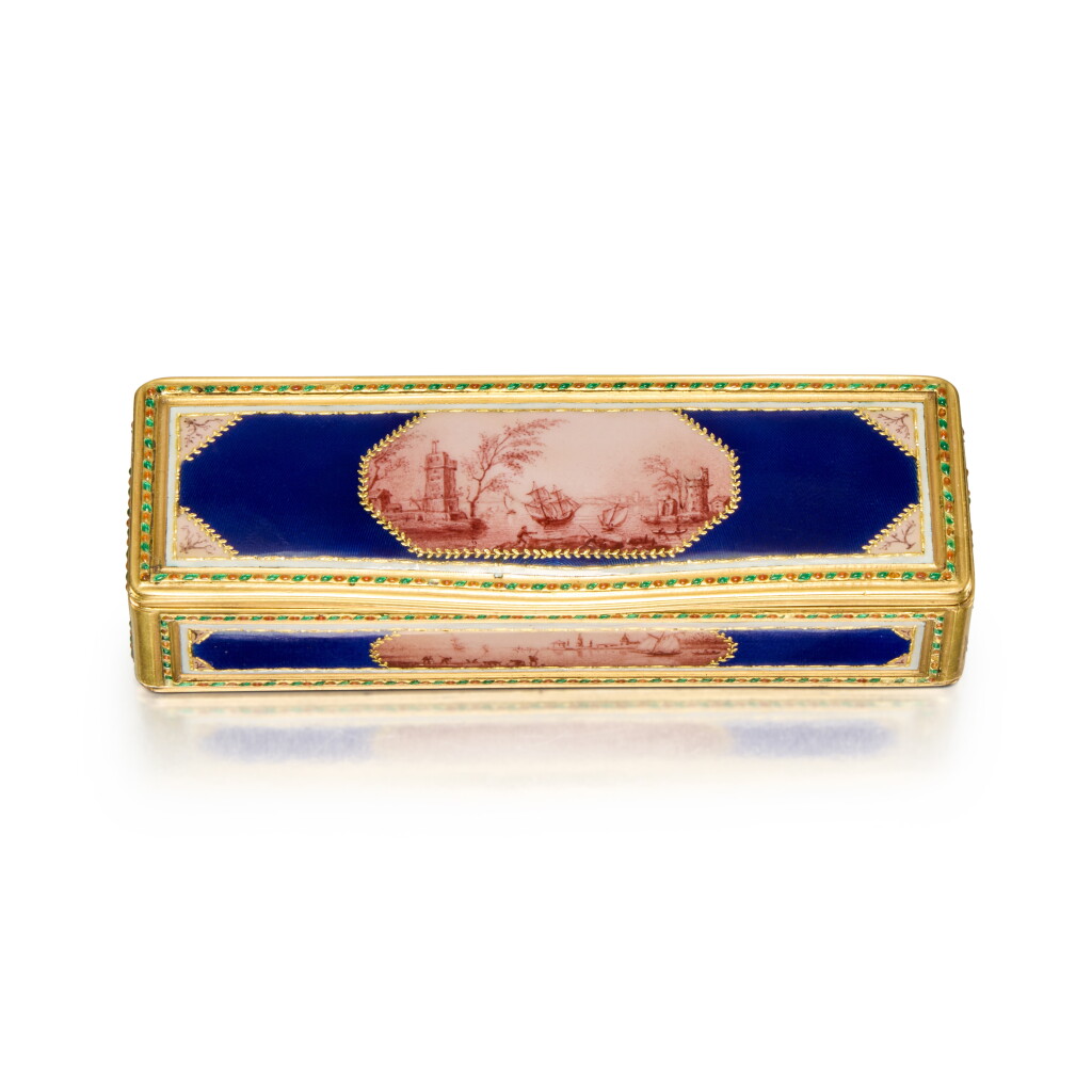 View full screen - View 1 of Lot 416. A Gold and Enamel Snuff Box, Possibly Frères Colin, Hanau, Circa 1790.