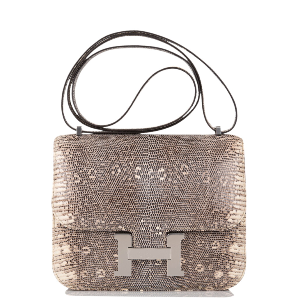 View full screen - View 1 of Lot 39. Hermès Ombre Constance 18cm of Varanus Salvator Lizard with Palladium Hardware.