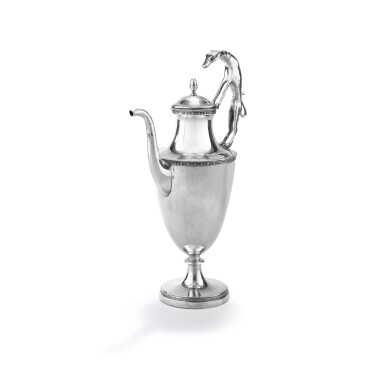 View full screen - View 1 of Lot 137. A large silver coffee-pot, Giovacchino Belli, Rome, circa 1808 | Grande cafetière en argent par Giovacchino Belli, Rome, vers 1808.