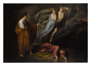 View full screen - View 1 of Lot 23. STYLE OF ARY SCHEFFER | DANTE AND VIRGIL MEET FRANCESCA DA RIMINI AND PAOLO MALATESTA.