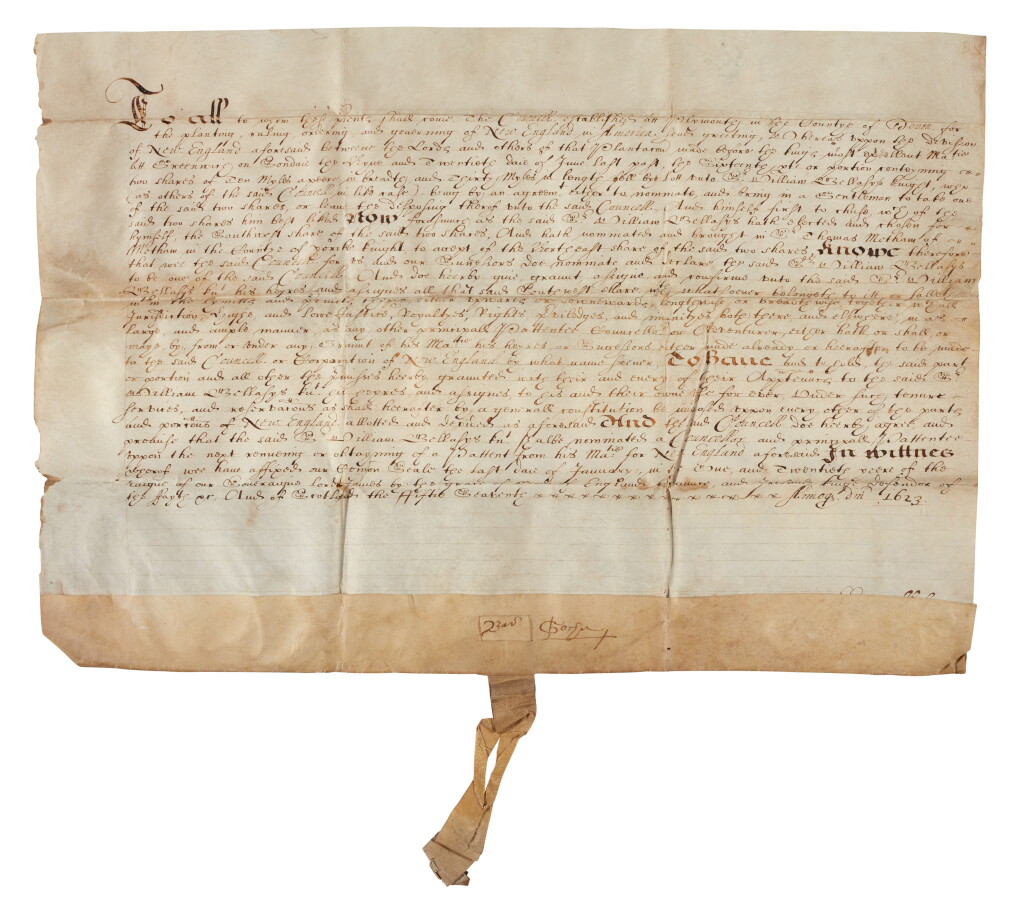 View full screen - View 1 of Lot 21. New England—Exceptionally early land grant by the Council of New England, 1624.