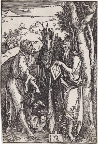 View full screen - View 1 of Lot 20. St. John the Baptist and St. Onuphrius in the Wilderness (B. 112; M., Holl. 230).