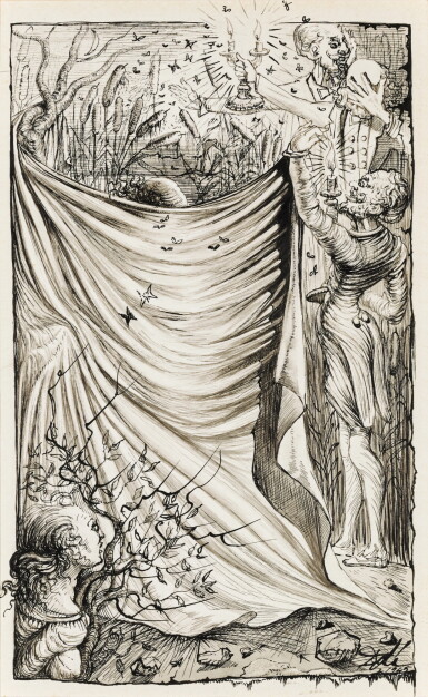 View full screen - View 1 of Lot 367. SALVADOR DALÍ | QUE FONT CES GENS (ILLUSTRATION POUR LE LABYRINTHE DE MAURICE SANDOZ).