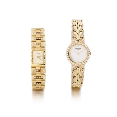 View full screen - View 1 of Lot 272. Montres de dame or et diamants | Lady's gold and diamond bracelet watches.