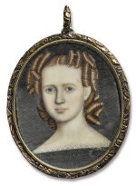 ATTRIBUTED TO DANIEL WAGNER | MINIATURE PORTRAIT OF A YOUNG LADY IN A GREEN DRESS WITH CURLED HAIR