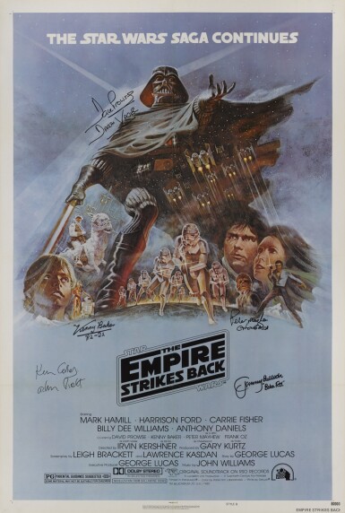 全螢幕檢視 - 查看62The Empire Strikes Back (1980), style B poster, US, signed by five cast members的1