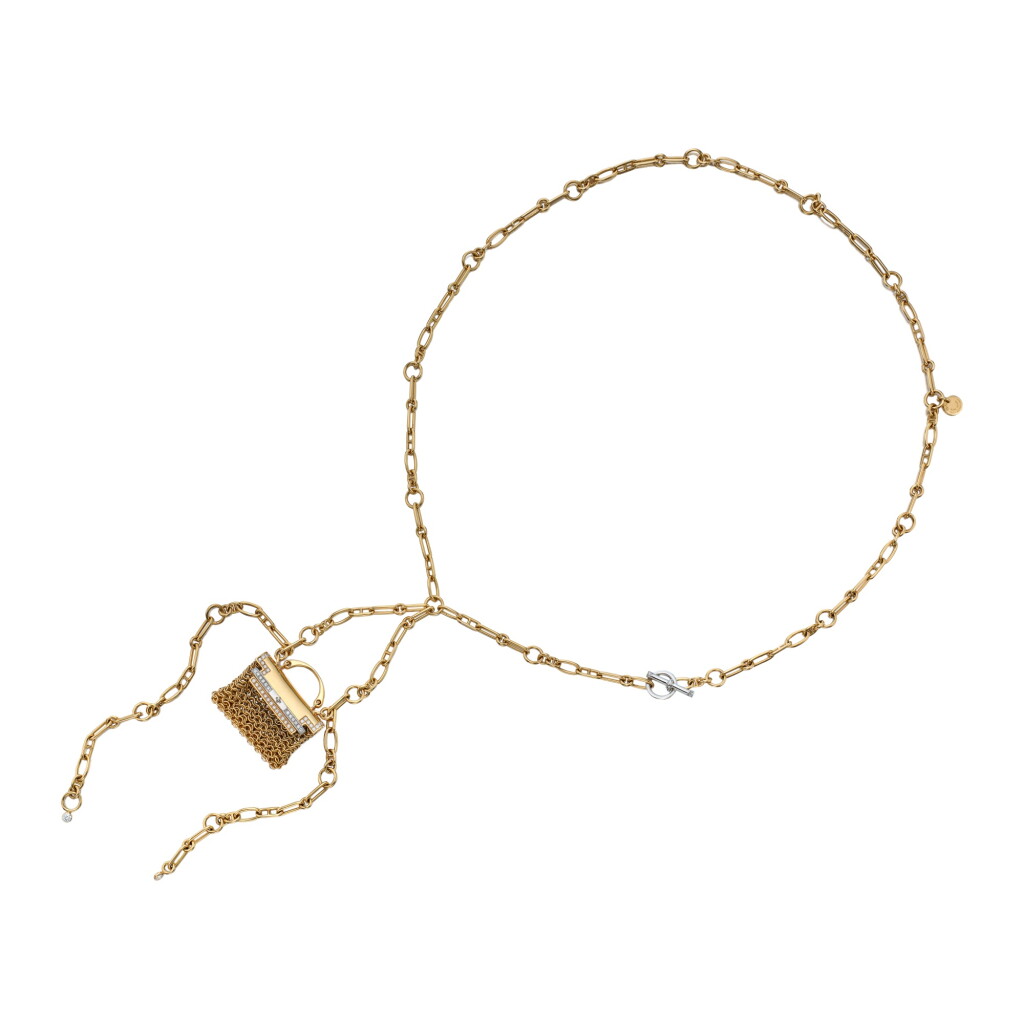 View full screen - View 1 of Lot 179. Two-Color Gold and Diamond 'Précieux Kelly' Pendant Necklace, France.