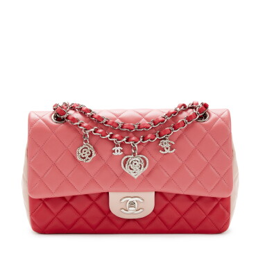 View full screen - View 1 of Lot 69. Multi-Pink Quilted Lambskin Medium Classic Valentine Charm Single Flap Bag Silver Hardware, 2014.