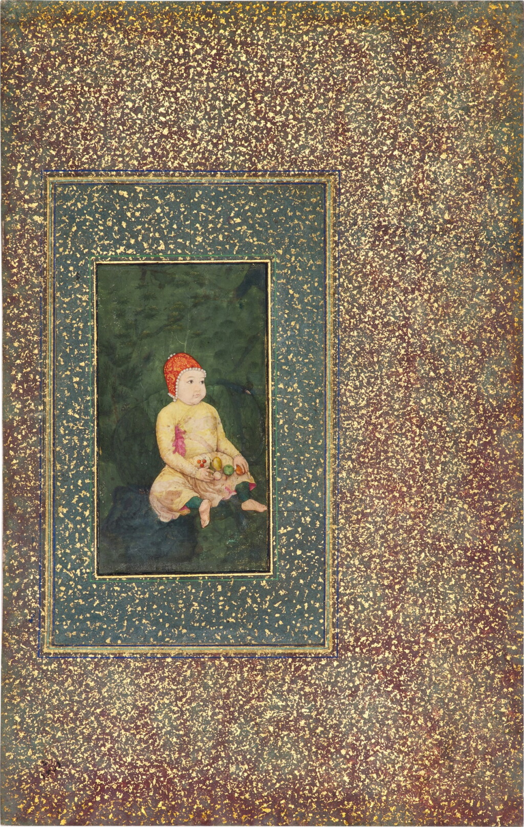 View full screen - View 1 of Lot 22. A portrait of the infant Shah Shuja, signed by Abu’l-Hasan Nadir al-Zaman, India, Mughal, circa 1617-18.
