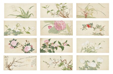 View full screen - View 1 of Lot 2594. Yu Xing (1692 - After 1768) 余省 (1692 - 1768後) | Flowers 花卉集錦冊.