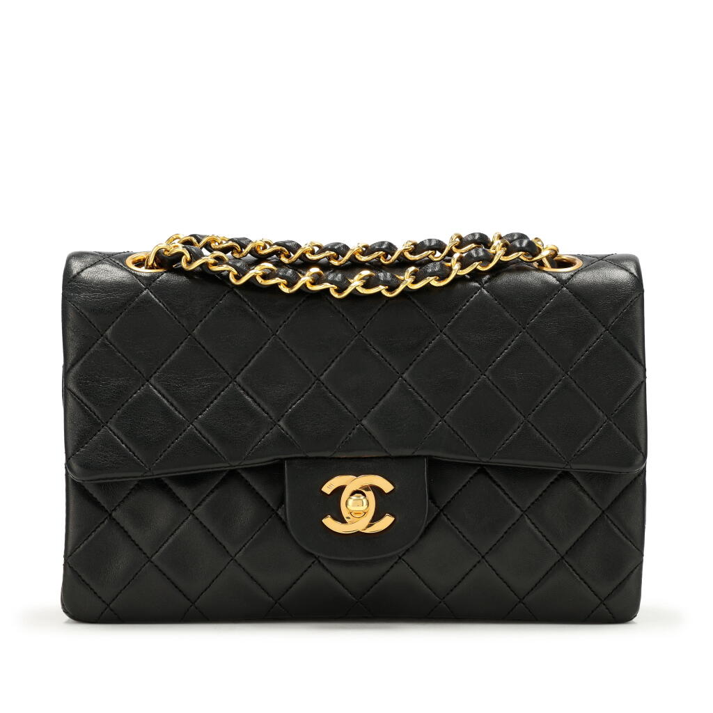 View full screen - View 1 of Lot 146. Black Quilted Lambskin Small Classic Double Flap Gold Hardware, 1989-1991.