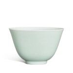 A celadon-glazed cup, Seal mark and period of Qianlong 清乾隆 粉青釉小盃 《大清乾隆年製》款