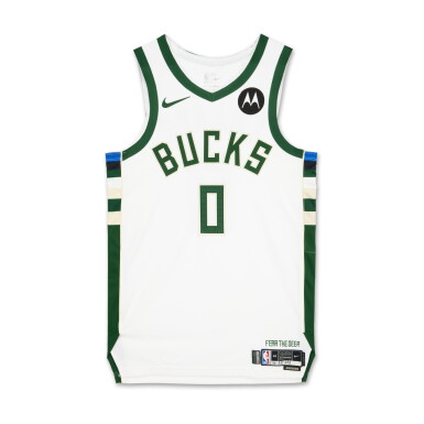 View full screen - View 1 of Lot 15. Damian Lillard Milwaukee Bucks 2024-2025 Kia NBA Tip-Off Game Worn Association Edition Jersey .