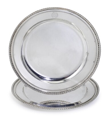 View full screen - View 1 of Lot 88. A pair of George III silver second-course dishes from the Williams-Wynn service, maker's mark IC, possibly for John Carter, designed by Robert Adam for 20 St. James's Square London, 1773.