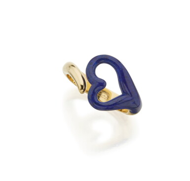 View full screen - View 1 of Lot 71. GOLD AND LAPIS LAZULI 'OPEN HEART' CUFF-BRACELET, ELSA PERETTI FOR TIFFANY & CO..