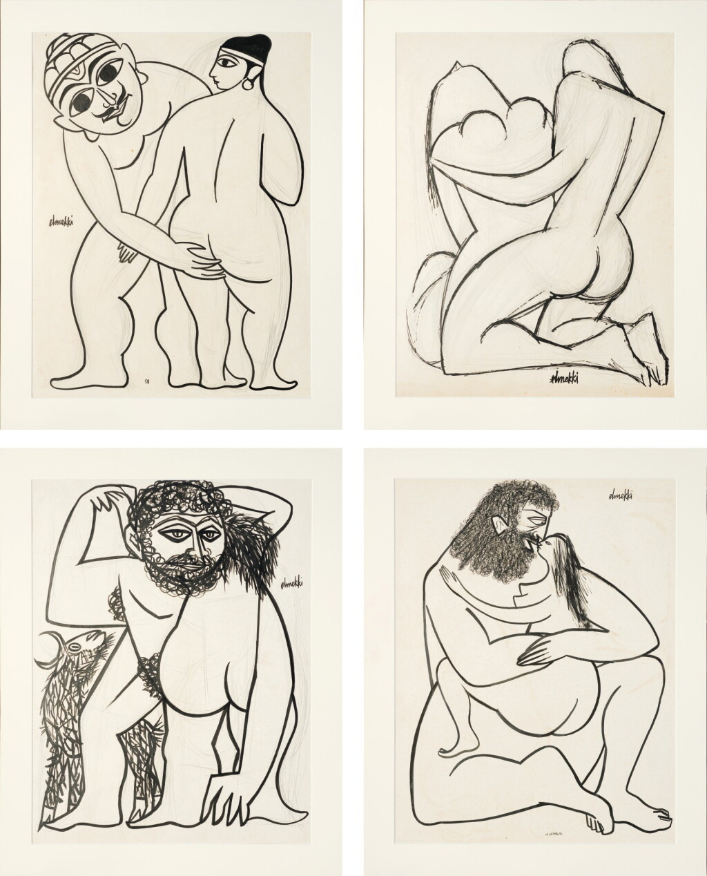 View full screen - View 1 of Lot 17. HATIM ELMEKKI | I. EROTIQUE AU BOUC (EROTIC WITH BEARD) II. ELLE ET LUI (HIM AND HER) III. EROTIQUE INDIENNE (INDIAN EROTIC) IV. EROTIQUE AVEC HERAKLÈS (EROTIC WITH HERAKLES).