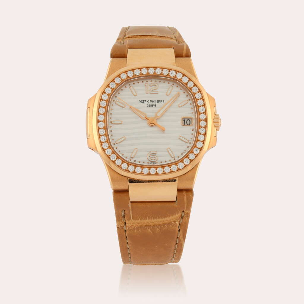 View full screen - View 1 of Lot 237. Nautilus, Reference 7010R-011 | A pink gold and diamond-set wristwatch with date | Circa 2020.